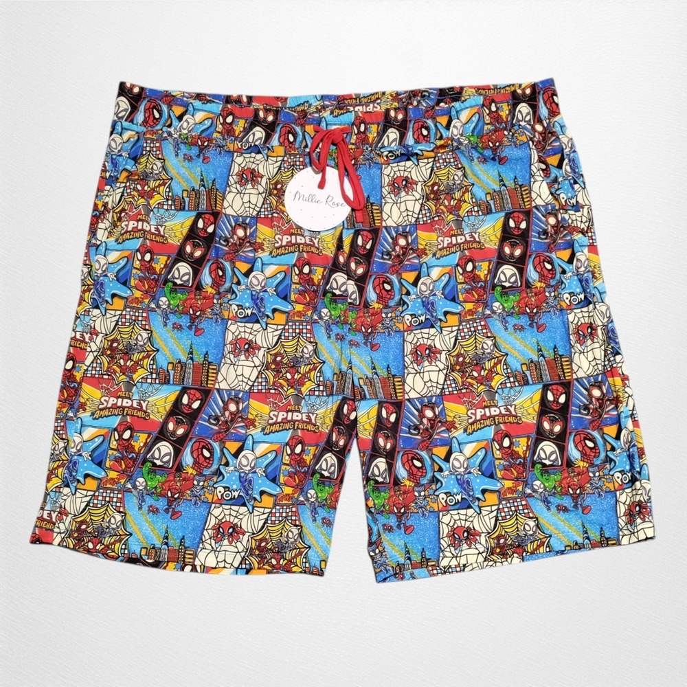 Millie Rose Bamboo Pajama Shorts 8" Mens XXL Spidey & His Amazing Friends Marvel